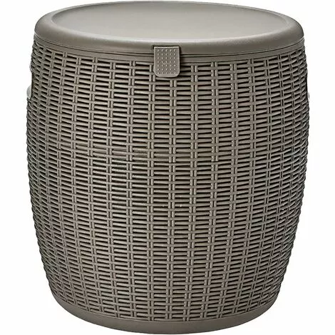 RELAX4LIFE Cool Bar Seau à Glace 45L Avec Couvercle Amovible Ø38cm, Cool Stool Glacière Avec Bouchon De Drainage Et Conception En Rotin Plastique Résistant Aux UV Pour Piscine, Terrasse, Patio (Brun) 6 RELAX4LIFE Cool Bar Seau à Glace 45L Avec Couvercle Amovible Ø38cm, Cool Stool Glacière Avec Bouchon De Drainage Et Conception En Rotin Plastique Résistant Aux UV Pour Piscine, Terrasse, Patio (Brun) – Image 4