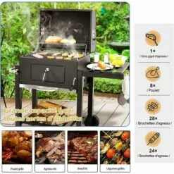 RELAX4LIFE Barbecue Au Charbon De Bois Réglable Avec Thermomètre Et Évent, Grill Barbecue Avec Étagère Latérale Et Crochets, Barbecue Mobile Avec Poignée Pour Jardin, Camping, 61 X 46 X 53,5 CM 9 RELAX4LIFE Barbecue Au Charbon De Bois Réglable Avec Thermomètre Et Évent, Grill Barbecue Avec Étagère Latérale Et Crochets, Barbecue Mobile Avec Poignée Pour Jardin, Camping, 61 X 46 X 53,5 CM -France Barbecue Soldes Boutique 64130118 3