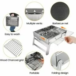 BF Gril à Charbon, Gril Pliant En Acier Inoxydable, Gril à Charbon De Table, Gril De Cuisson Amovible Pour 2 à 5 Personnes -France Barbecue Soldes Boutique 64386830 4