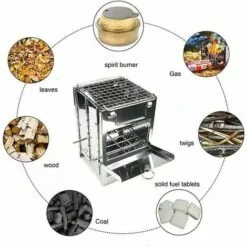 BDD Poêle à Bois, Poêle à Bois En Acier Inoxydable, Poêle à Bois Carré, Grille Pliante Extérieure -France Barbecue Soldes Boutique 65374223 5