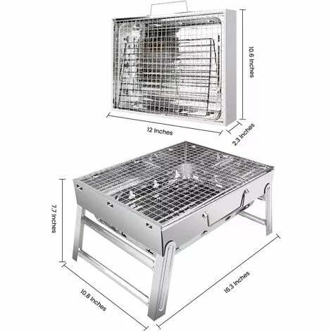 BDD Gril à Charbon, Gril Pliant En Acier Inoxydable, Gril à Charbon De Table, Gril De Cuisson Amovible Pour 2 à 5 Personnes 4 BDD Gril à Charbon, Gril Pliant En Acier Inoxydable, Gril à Charbon De Table, Gril De Cuisson Amovible Pour 2 à 5 Personnes – Image 2
