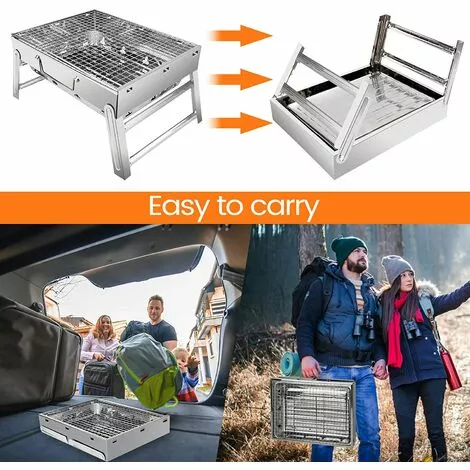BDD Gril à Charbon, Gril Pliant En Acier Inoxydable, Gril à Charbon De Table, Gril De Cuisson Amovible Pour 2 à 5 Personnes 7 BDD Gril à Charbon, Gril Pliant En Acier Inoxydable, Gril à Charbon De Table, Gril De Cuisson Amovible Pour 2 à 5 Personnes – Image 5