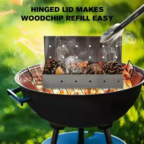 MEZHENG Barbecue Grill Smoker Box Pour Copeaux De Bois, Accessoire De Barbecue Pour Fumoir En Acier Inoxydable Pour Barbecue Au Charbon De Bois 6 MEZHENG Barbecue Grill Smoker Box Pour Copeaux De Bois, Accessoire De Barbecue Pour Fumoir En Acier Inoxydable Pour Barbecue Au Charbon De Bois – Image 4