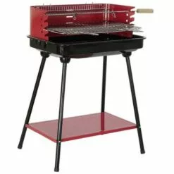 BRICOMARTEAU Barbecue à Charbon Sur Pied DKD Home Decor Rouge Acier (53 X 37 X 80 Cm)