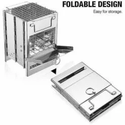 BF Four à Griller Portable Carré En Acier Inoxydable, Charbon De Bois, Qui Cuit à L'extérieur Four à Bois Pliable