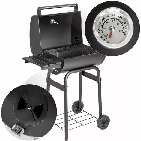 TECTAKE Barbecue Multifonctions, Grill, Fumoir Avec Thermomètre 48 Cm X 85 Cm X 123 Cm Noir - Noir 5 TECTAKE Barbecue Multifonctions, Grill, Fumoir Avec Thermomètre 48 Cm X 85 Cm X 123 Cm Noir - Noir – Image 3