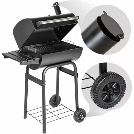TECTAKE Barbecue Multifonctions, Grill, Fumoir Avec Thermomètre 48 Cm X 85 Cm X 123 Cm Noir - Noir 6 TECTAKE Barbecue Multifonctions, Grill, Fumoir Avec Thermomètre 48 Cm X 85 Cm X 123 Cm Noir - Noir – Image 4