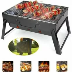 TANèTUE Barbecue Au Charbon De Bois, Barbecue Portable En Acier Inoxydable Pliable Barbecue Fumeur Gril Barbecue Bureau Parfait Pour Camping Pique-nique En Plein Air Fête De Jardin