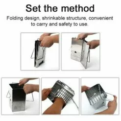 LIFCAUSAL Mini Poêles à Bois Extérieurs Camping Appareil De Cuisson Pique-nique Voyage En Acier Inoxydable Poêles à Bois Barbecue Gril Pliant -France Barbecue Soldes Boutique 67643079 5