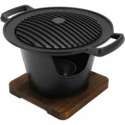 OYLDA Gril à Charbon De Bois Portable Antiadhésif Gril De Table De Camping Adapté Au Pique-nique