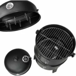 TECTAKE Barbecue 3 En 1, Grill, Fumoir, Smoker Avec Thermomètre Et Crochets Pour Fumer - Charbon De Bois Noir - Noir 11 TECTAKE Barbecue 3 En 1, Grill, Fumoir, Smoker Avec Thermomètre Et Crochets Pour Fumer - Charbon De Bois Noir - Noir -France Barbecue Soldes Boutique 7513843 5