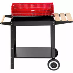 TECTAKE Barbecue Charbon De Bois Mobile + 2 Grilles Et 3 Etagères En Acier 86 Cm X 34 Cm X 80 Cm Noir Rouge - Noir/rouge -France Barbecue Soldes Boutique 7514427 5