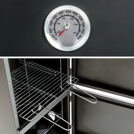 TECTAKE Fumoir à Viande Et Poisson En Acier 54 Cm X 50,5 Cm X 100 Cm Noir + Accessoires - Noir 7 TECTAKE Fumoir à Viande Et Poisson En Acier 54 Cm X 50,5 Cm X 100 Cm Noir + Accessoires - Noir – Image 5