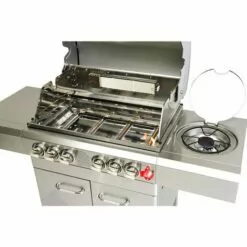 Barbecue à Gaz INOX 4 BRÛLEURS + 1 KIT RÔTISSOIRE (1 BRÛLEUR Infrarouge & TOURNEBROCHE)+ 1 Réchaud Et Thermomètre, 22KW,Grille/Plancha Inclus - DÖNER GREADEN - Inox -France Barbecue Soldes Boutique 7829839 3