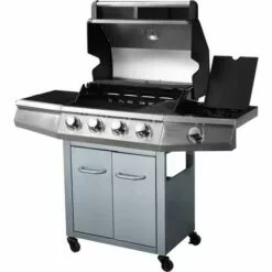 HABITAT ET JARDIN Barbecue Gaz Avec LED "Bingo 5" - 5 Brûleurs Dont 1 Latéral - 15.2kW + Housse Protection - Argenté -France Barbecue Soldes Boutique 7973694 3