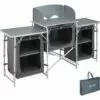 TECTAKE Cuisine D'Extèrieur, Cuisine De Camping Pliante, Meuble Camping De Rangement 164,5 Cm X 52 Cm X 104 Cm - Gris