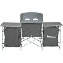 TECTAKE Cuisine D'Extèrieur, Cuisine De Camping Pliante, Meuble Camping De Rangement 164,5 Cm X 52 Cm X 104 Cm - Gris -France Barbecue Soldes Boutique 8447408 3