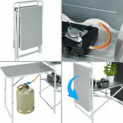 TECTAKE Cuisine D'Extèrieur, Cuisine De Camping Pliante, Meuble Camping De Rangement 164,5 Cm X 52 Cm X 104 Cm - Gris -France Barbecue Soldes Boutique 8447408 4