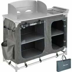 TECTAKE Cuisine D'Extèrieur, Cuisine De Camping, Meuble De Camping De Rangement 116 Cm X 52 Cm X 107 Cm - Gris