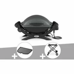 Barbecue électrique Weber Q 1400 + Plancha + Chariot - Noir