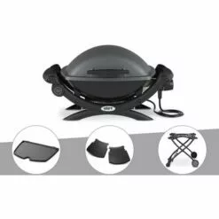 Barbecue électrique Weber Q 1400 + Plancha + Plan Travail + Chariot - Noir